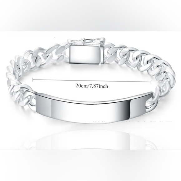 NEW 925 Silver plated Bracelet Curved Column Chain - Picture 1 of 6